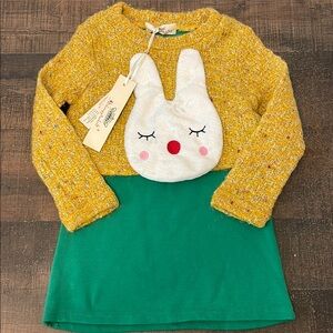 Adorable sweater dress with bunny detailing size 3-4T